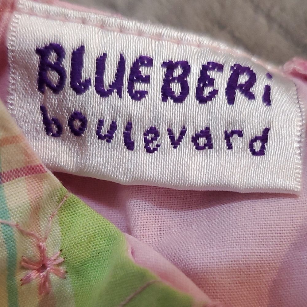 Blueberi Boulevard Pink and Green Plaid Dress with Floral Details Baby 24 Months - Picture 2 of 7